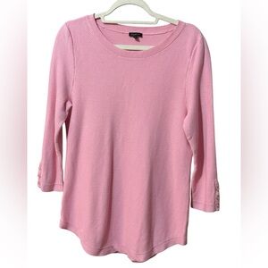 Talbots Pink Textured Knit Top Classic & Comfy 💗Sz L Soft Cotton Blend Feminine